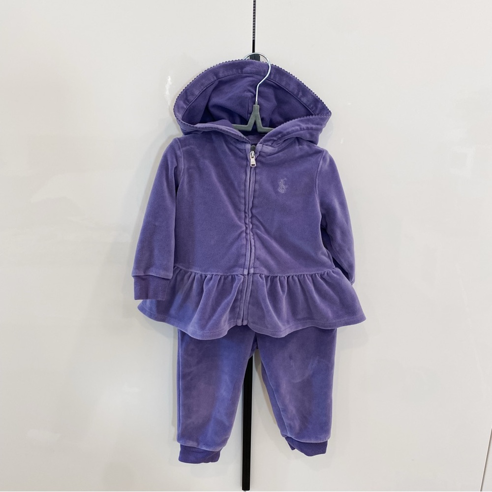 Ralph Lauren | Purple Velour Hoodie and Jogger Set (12 Months)